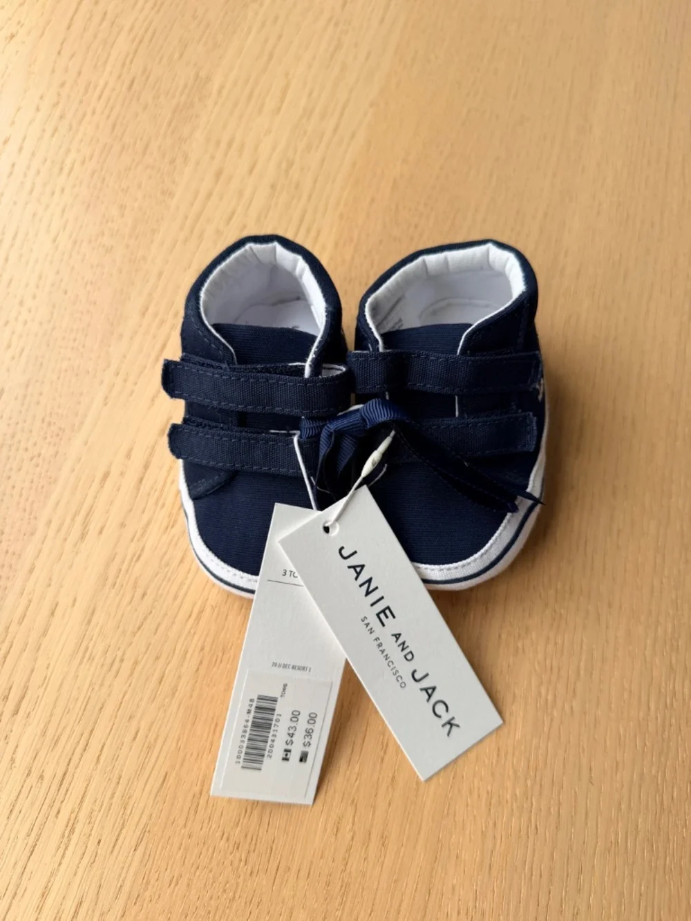 Janie and Jack- Navy anchor high top shoe-  3-6 months;